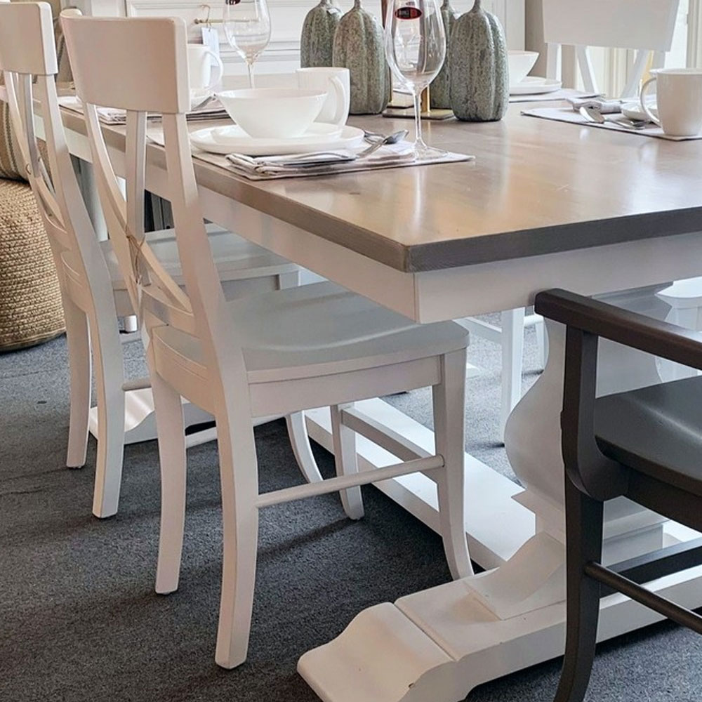 Trestle Table, in Dining Room, painted White