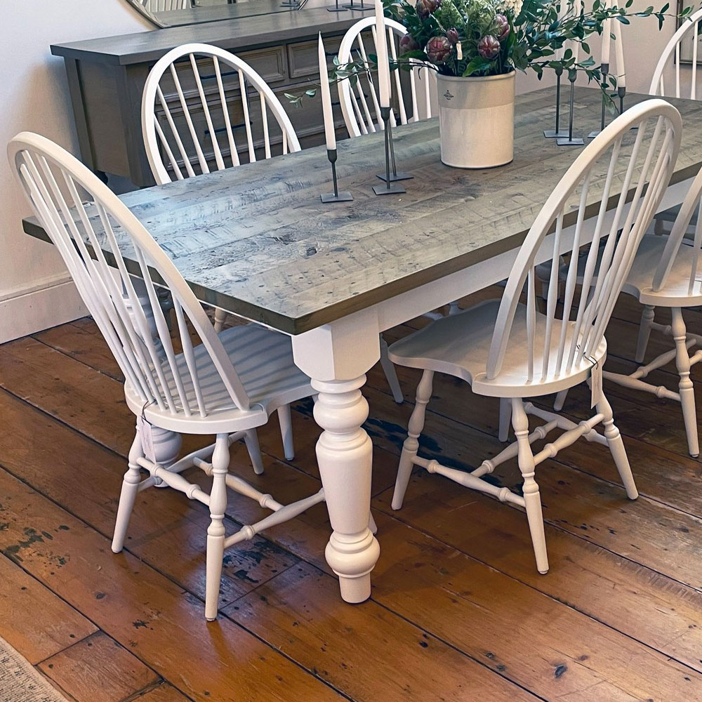 5 inch Turned Leg Farm Table, in Dining Room, painted White