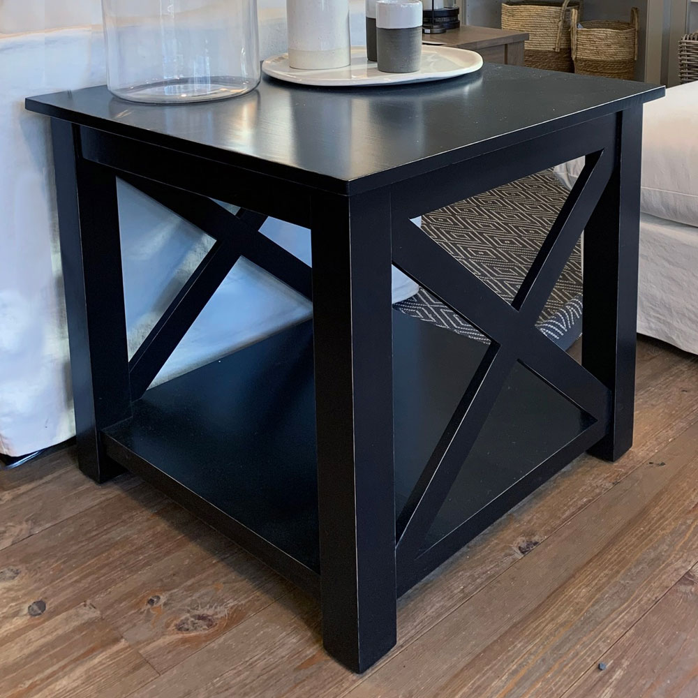 X Base End Table, Black