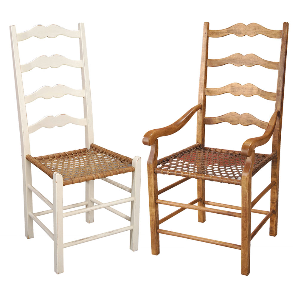 French Country Ladderback Side Chair and Arm Chair