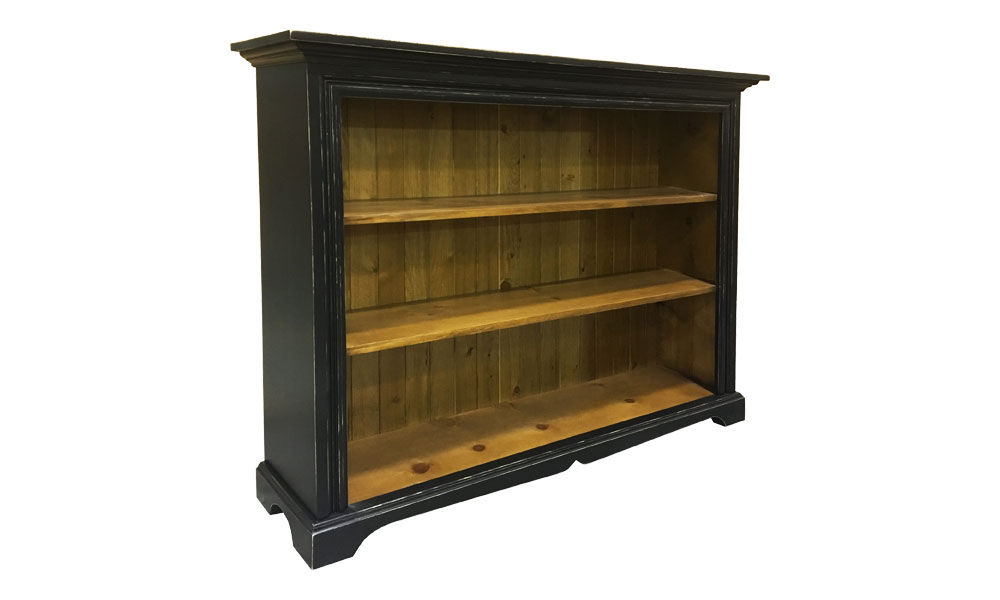 French Country Low Bookcase, Black with Natural