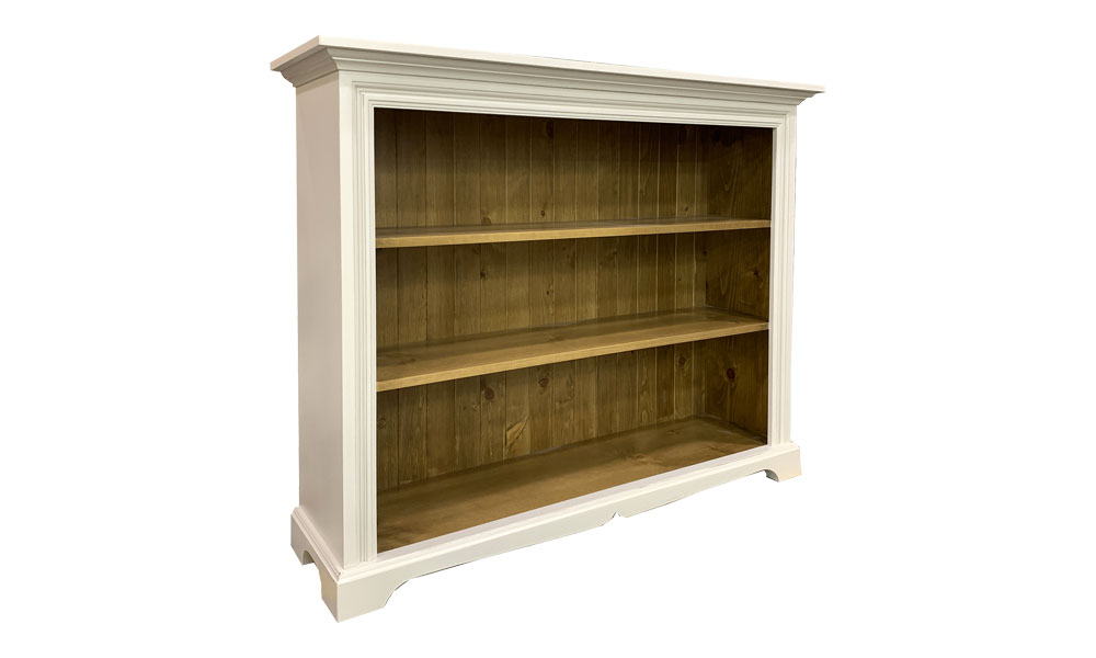 French Country Low Bookcase, painted White