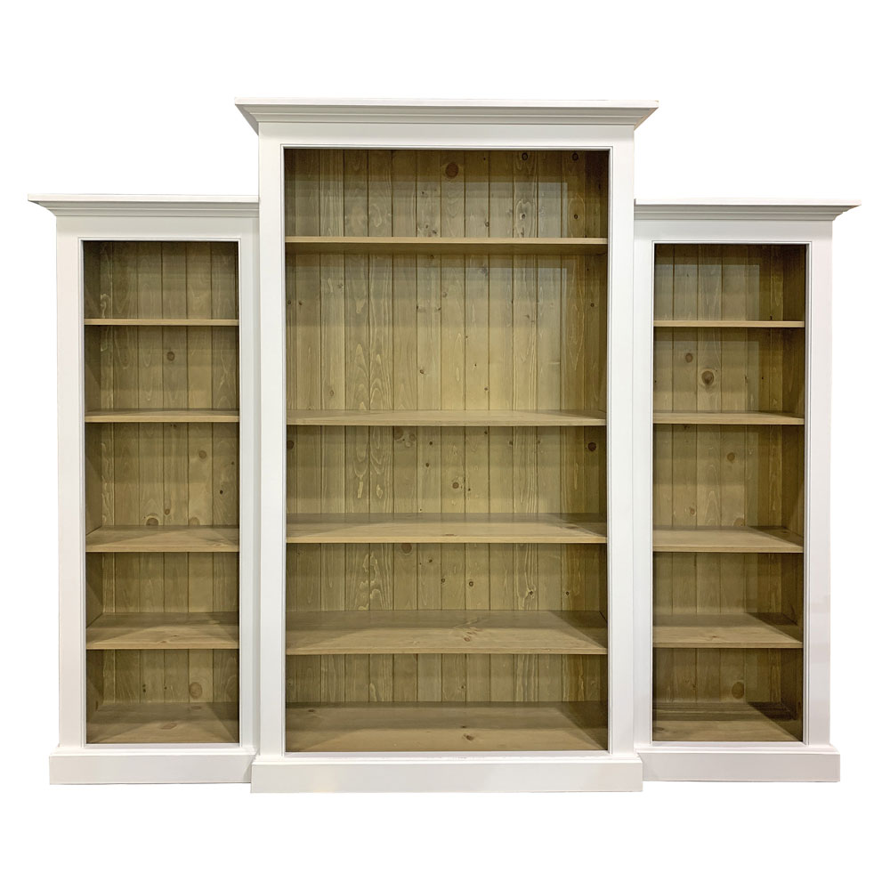 French Country Nesting Bookcase Wall Unit, Front View