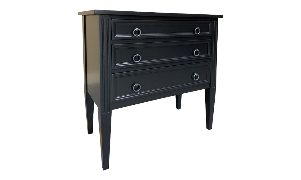 Provincial 3 Drawer End Table, painted Black