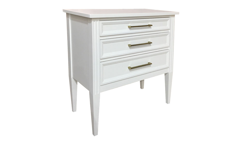 Provincial 3 Drawer End Table, painted White