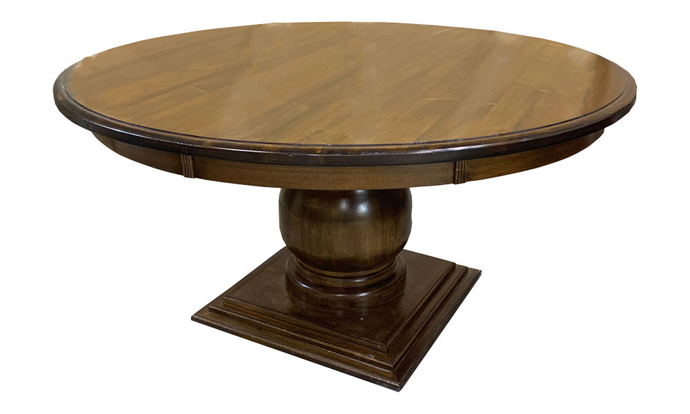 72 Round Dining Table Stained Sequoia, Aged Finish