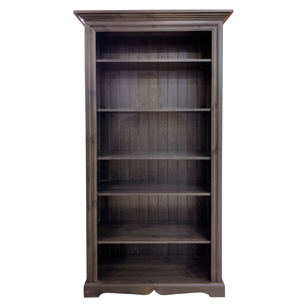 French Country Seven Foot Bookcase, Walnut Front View