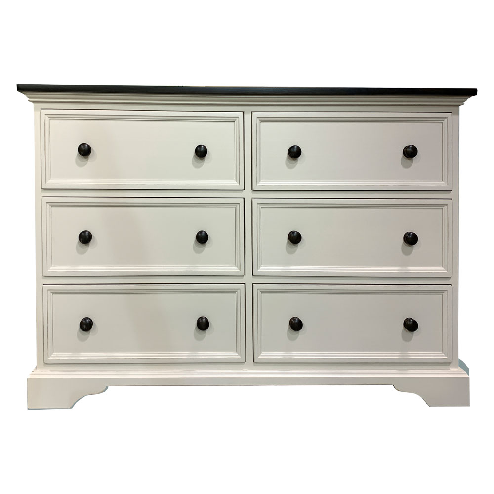 French Country Six Drawer Dresser, Front View