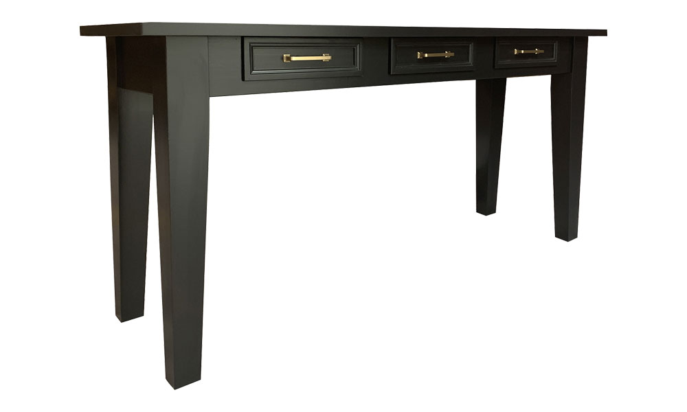 French Country Taper Leg Console Table, painted Black