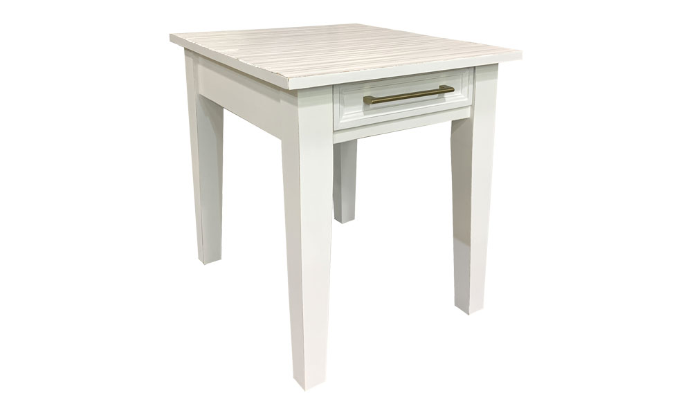 French Country Taper Leg End Table, painted White