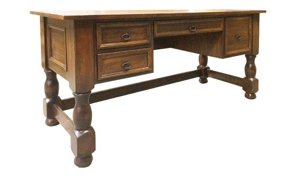 French Country Turned Leg Desk, Stained Caramel