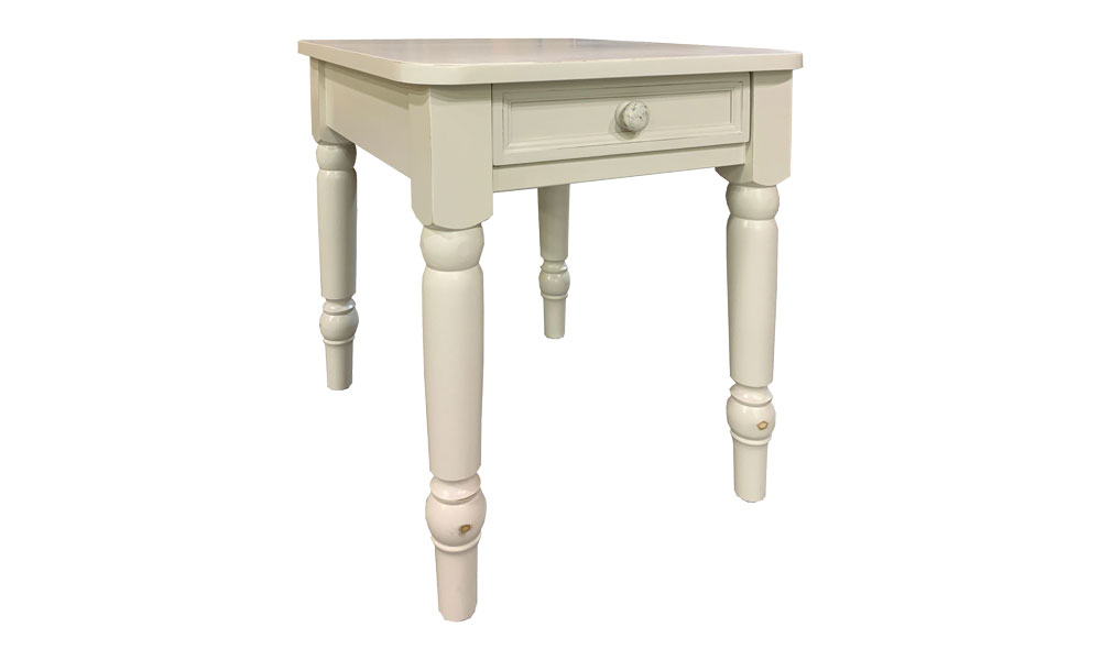 French Country Turned Leg End Table, painted White