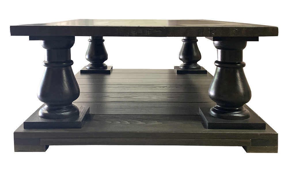 French Country Turned Pedestal Coffee Table, Side View