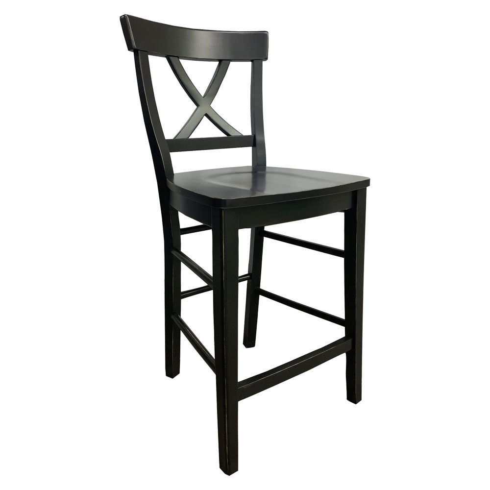 French Country X Back Counter stool, painted Black