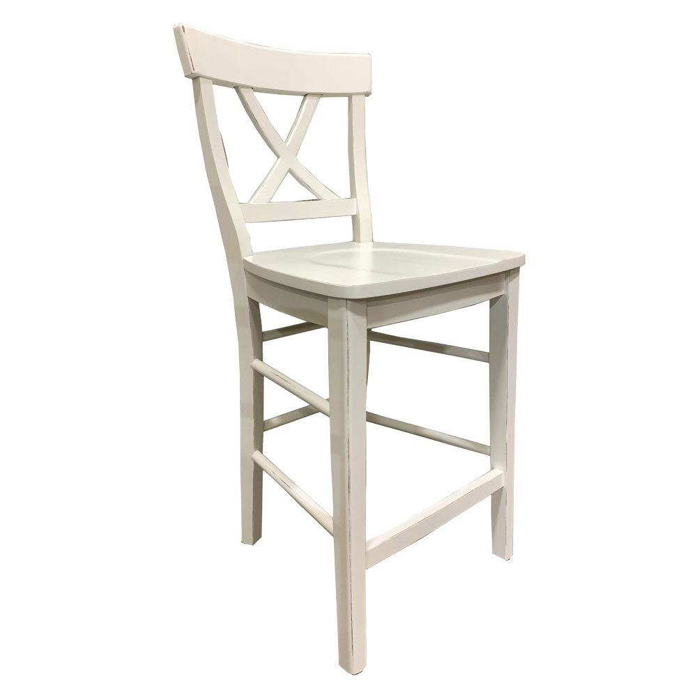 French Country X Back Stool, painted White