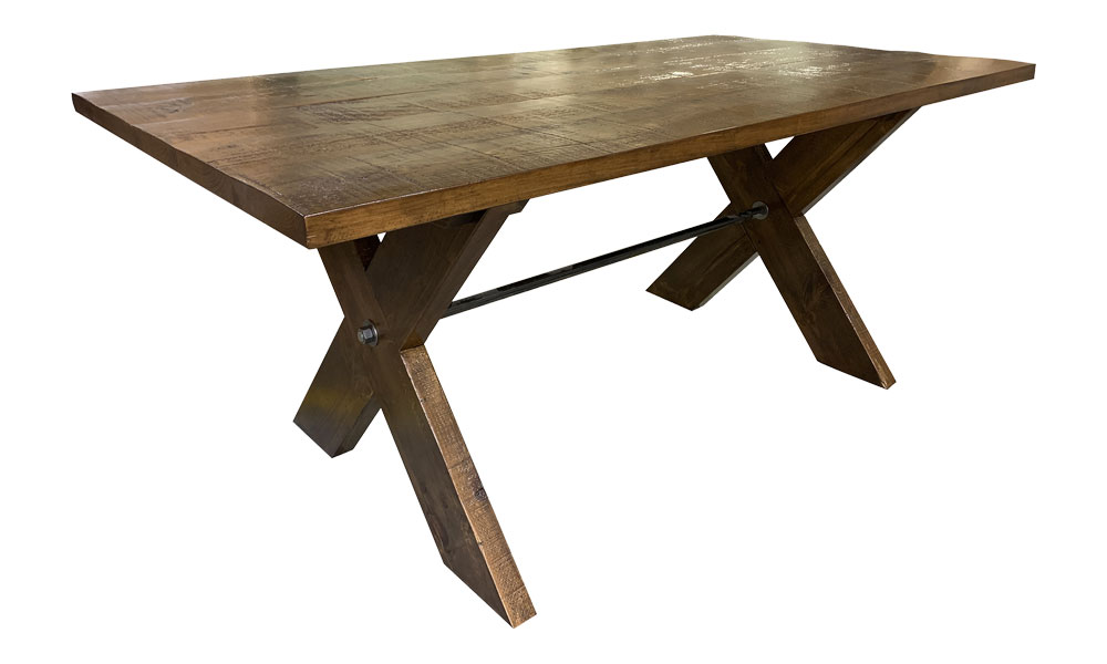 X Base Cottage Table, stained Aged Finish Caramel