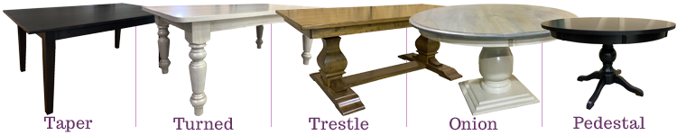 French Country Farm Tables Leg Styles