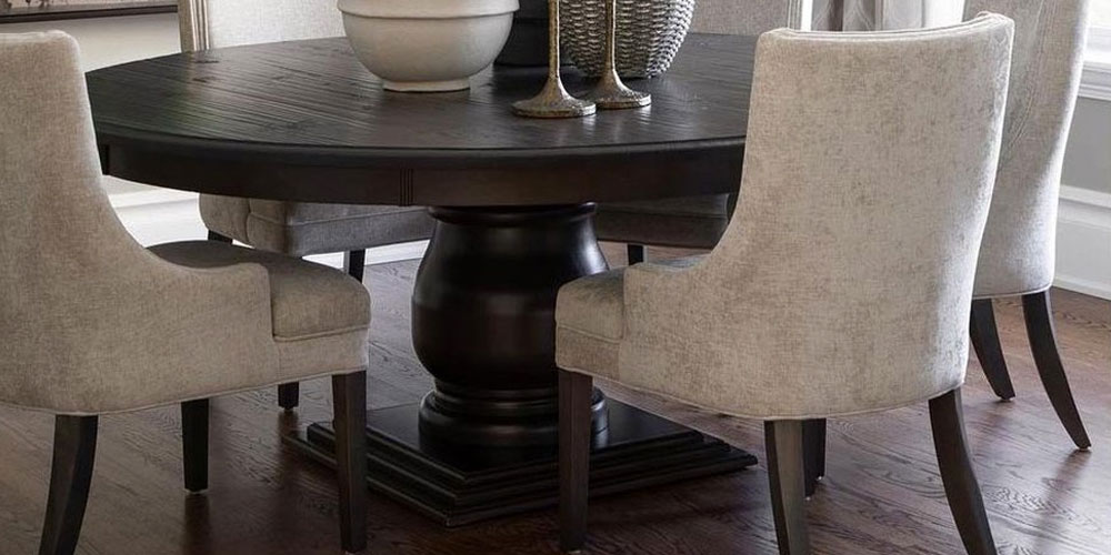 72 inch Round Pedestal Table, Painted Black