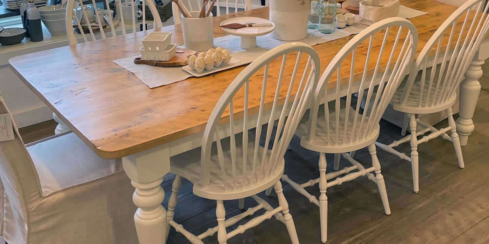 French Country Farm Table, Painted White