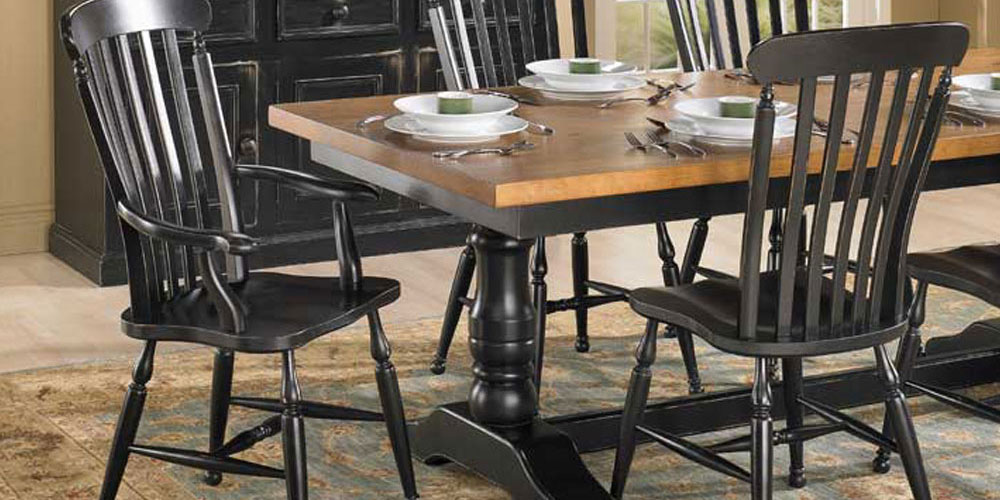 Pedestal Trestle Table, Painted Black